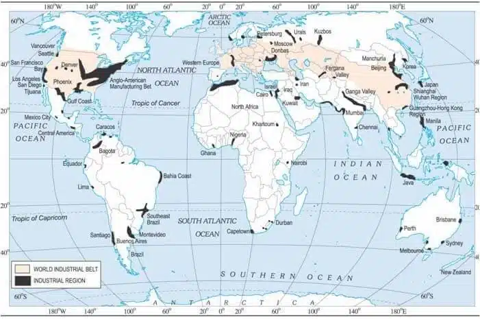 Major industrial regions of the world